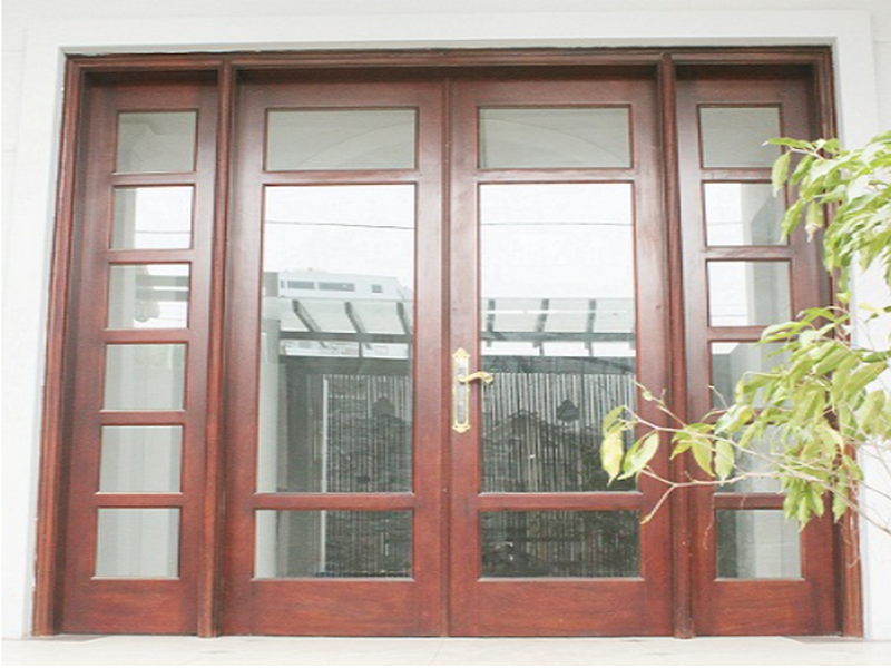 Mẫu cửa gỗ kính phòng khách