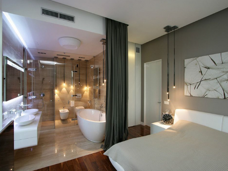 Mẫu nhà vệ sinh bằng kính trong phòng ngủ